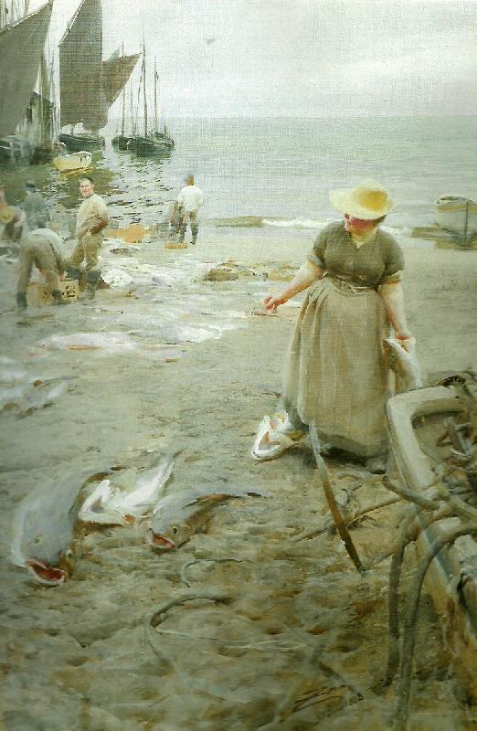 Anders Zorn fiskmarknad i st. ives Sweden oil painting art